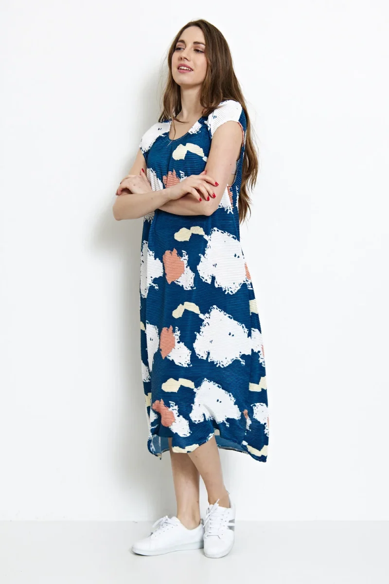Robe tunique sans manches à plis - Imagen 6