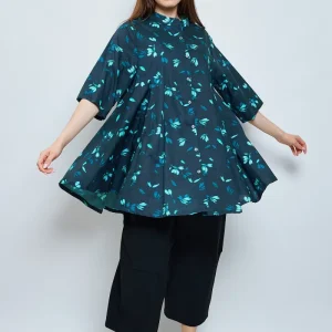 Chemise aux fleurs de cerisiers turquoise