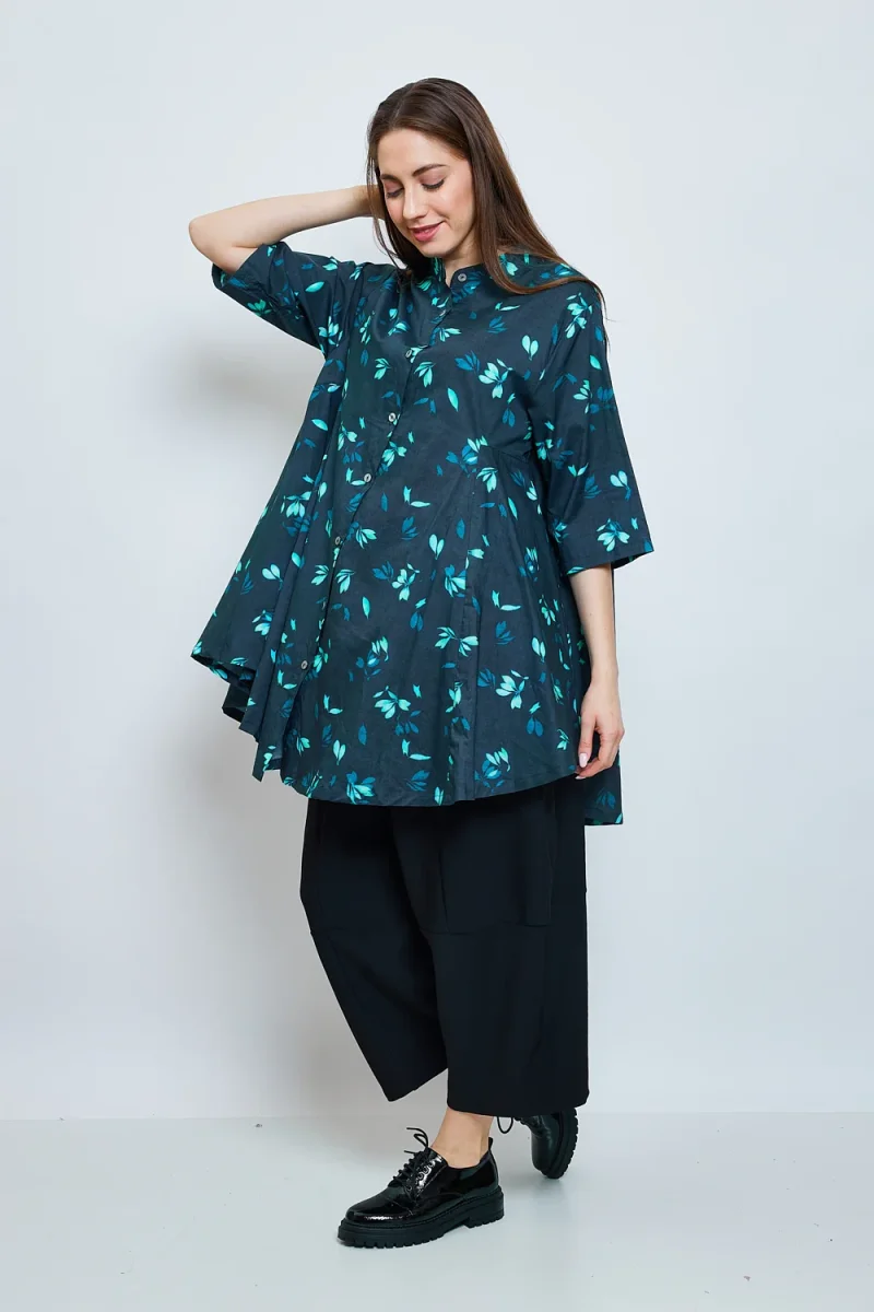Chemise aux fleurs de cerisiers turquoise - Imagen 3