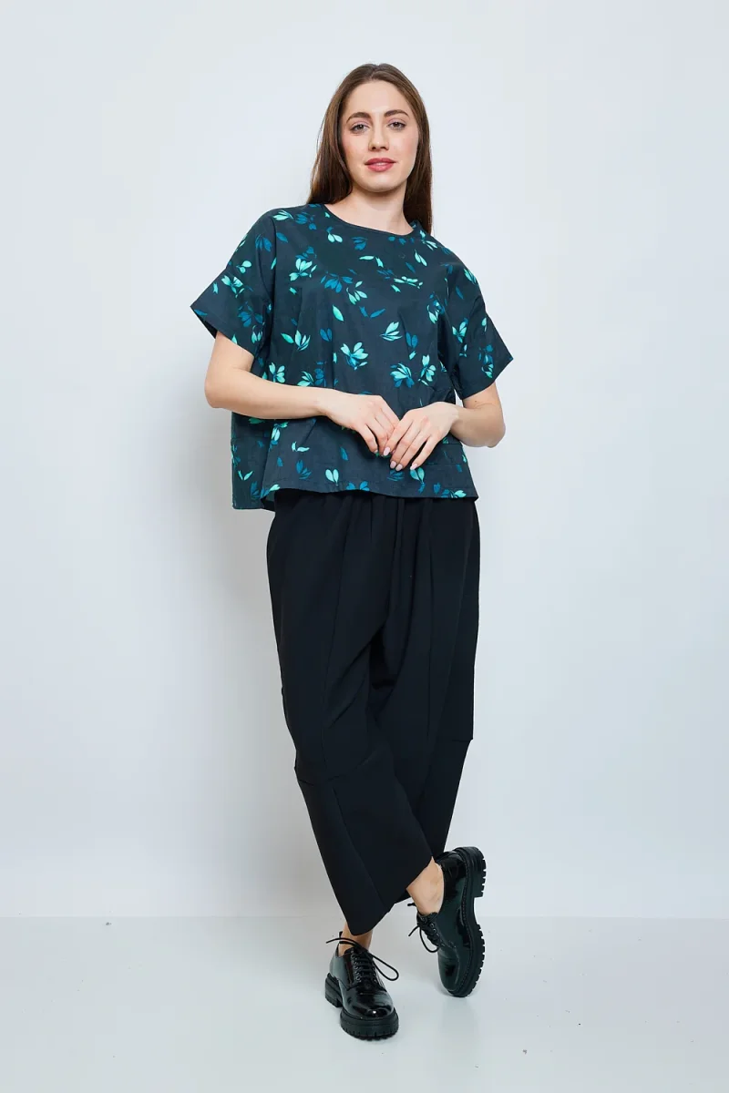 Haut aux fleurs de cerisiers turquoise - Imagen 2