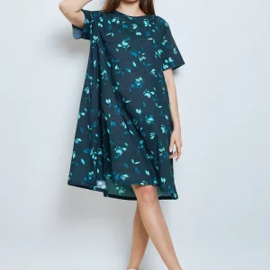 Robe aux fleurs de cerisiers turquoise