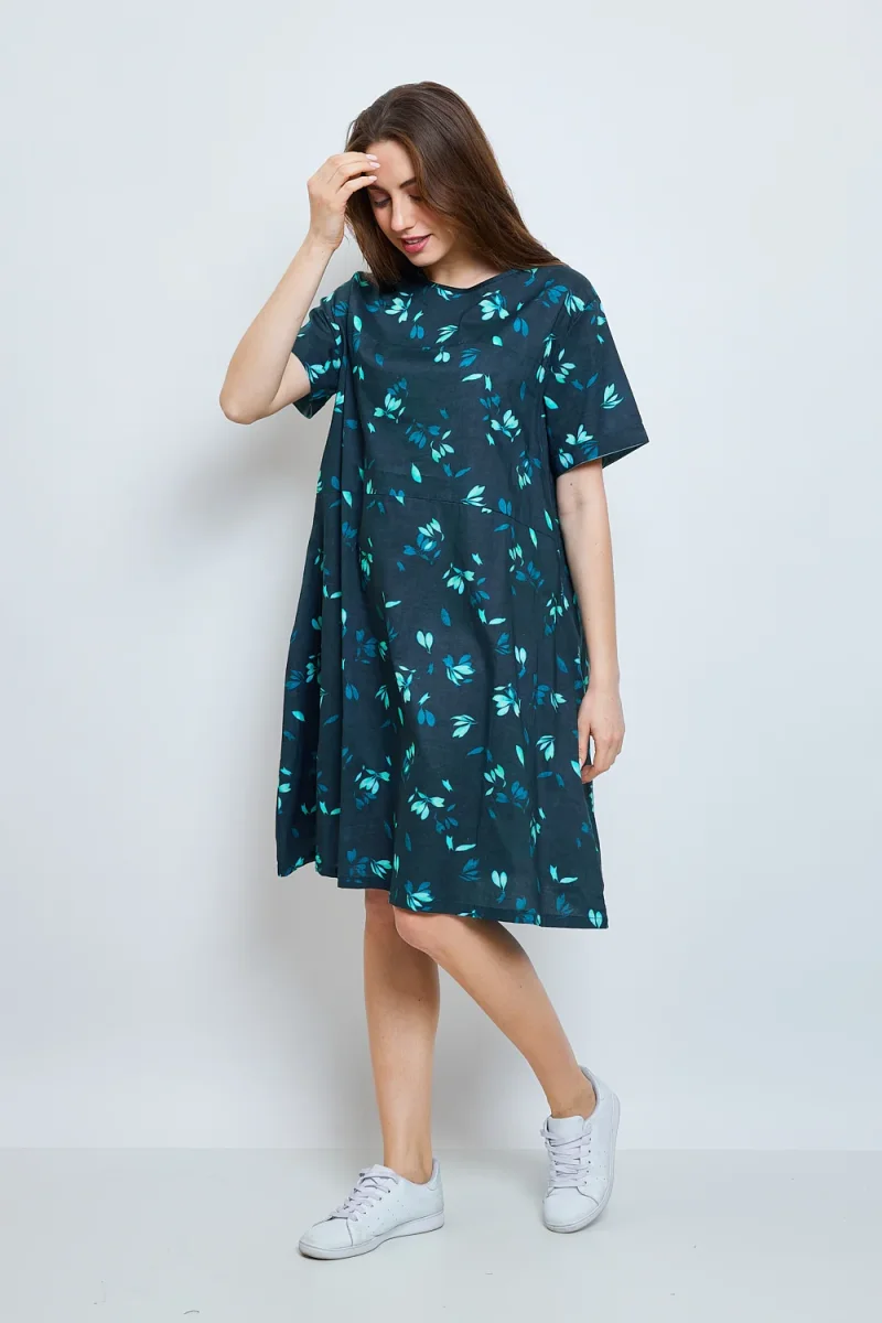 Robe aux fleurs de cerisiers turquoise - Imagen 3