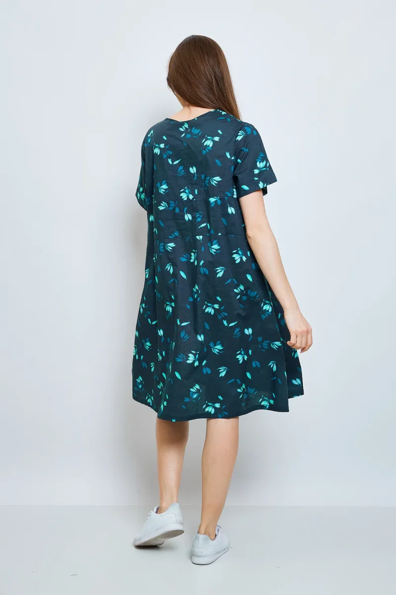 Robe aux fleurs de cerisiers turquoise - Imagen 4