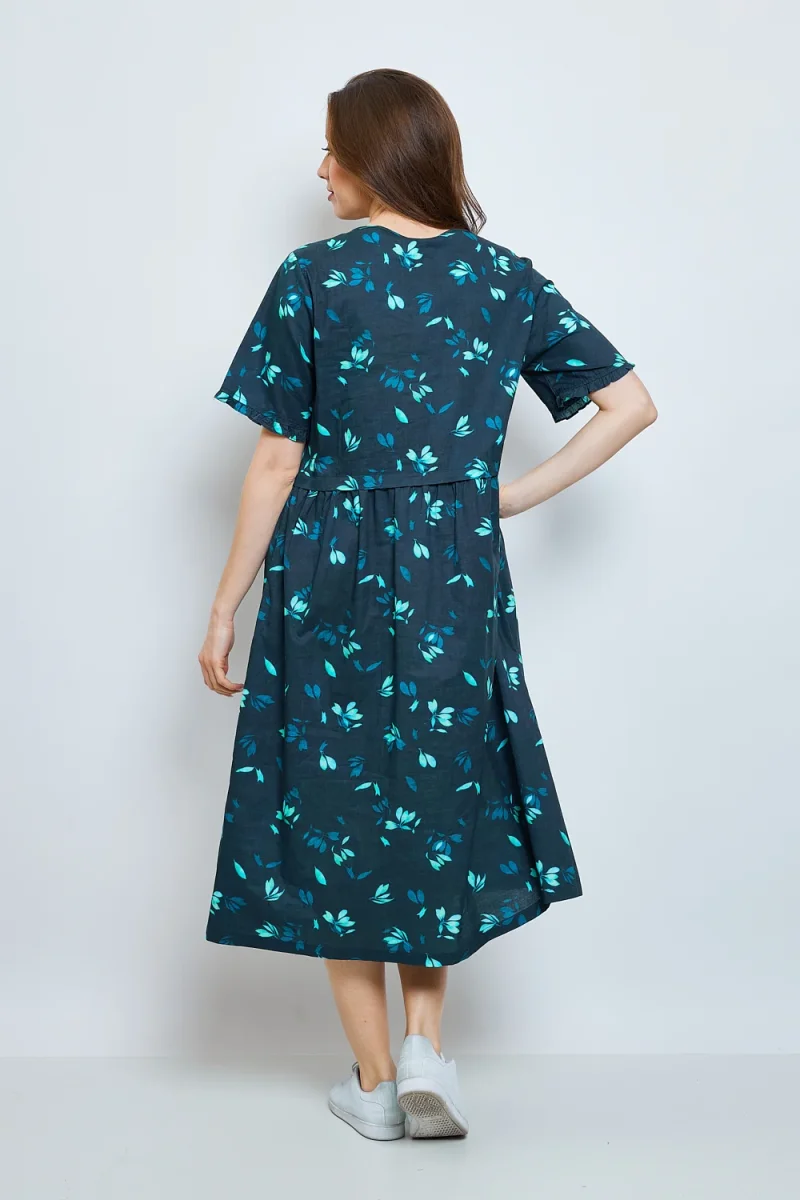 Robe longue aux fleurs de cerisiers turquoise - Imagen 4