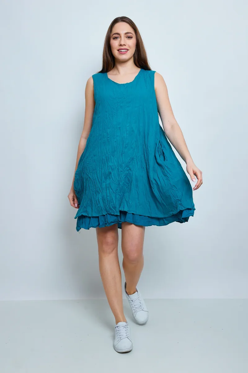 Robe en coton sans manches froissée - Imagen 2