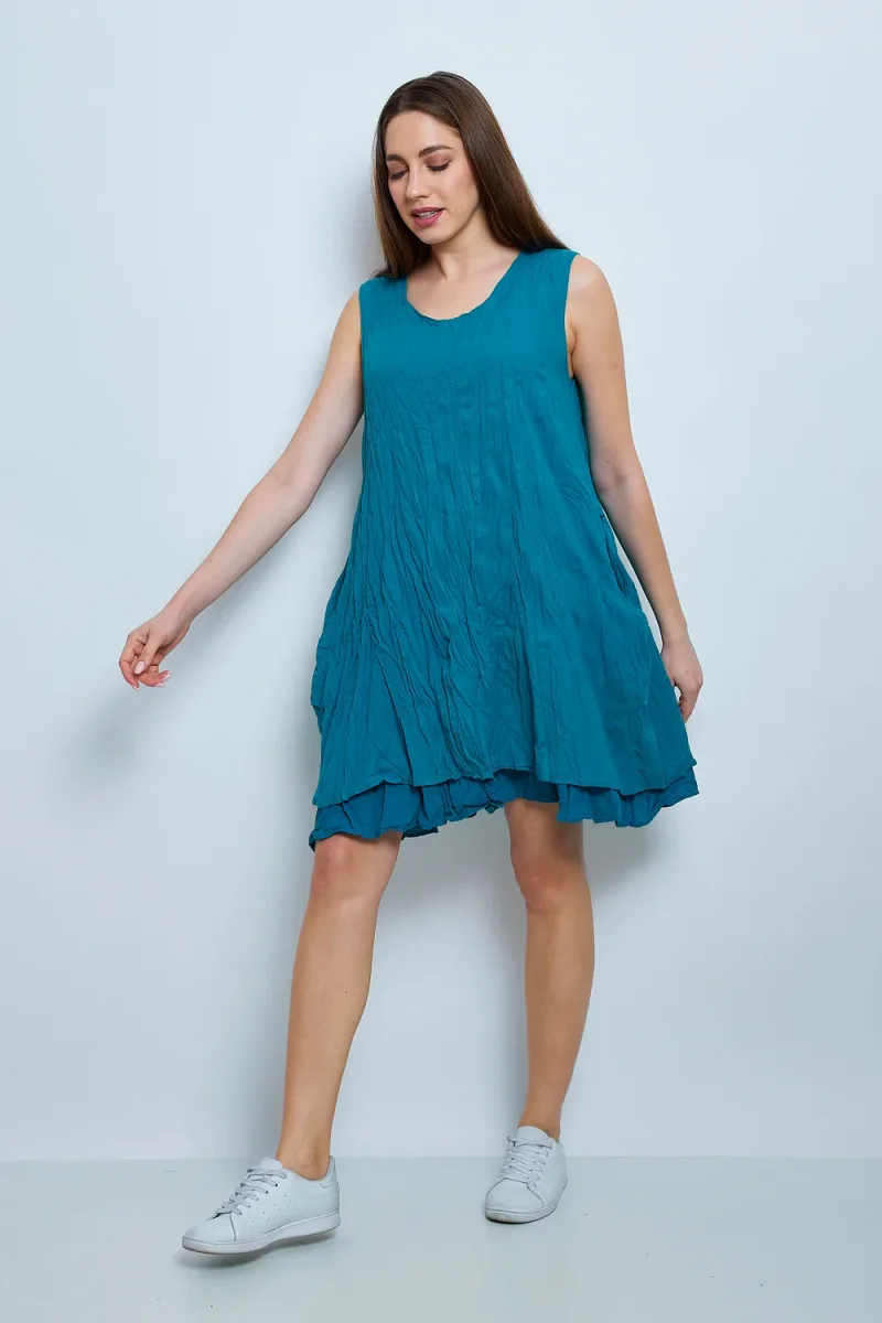 Robe en coton sans manches froissée - Imagen 3