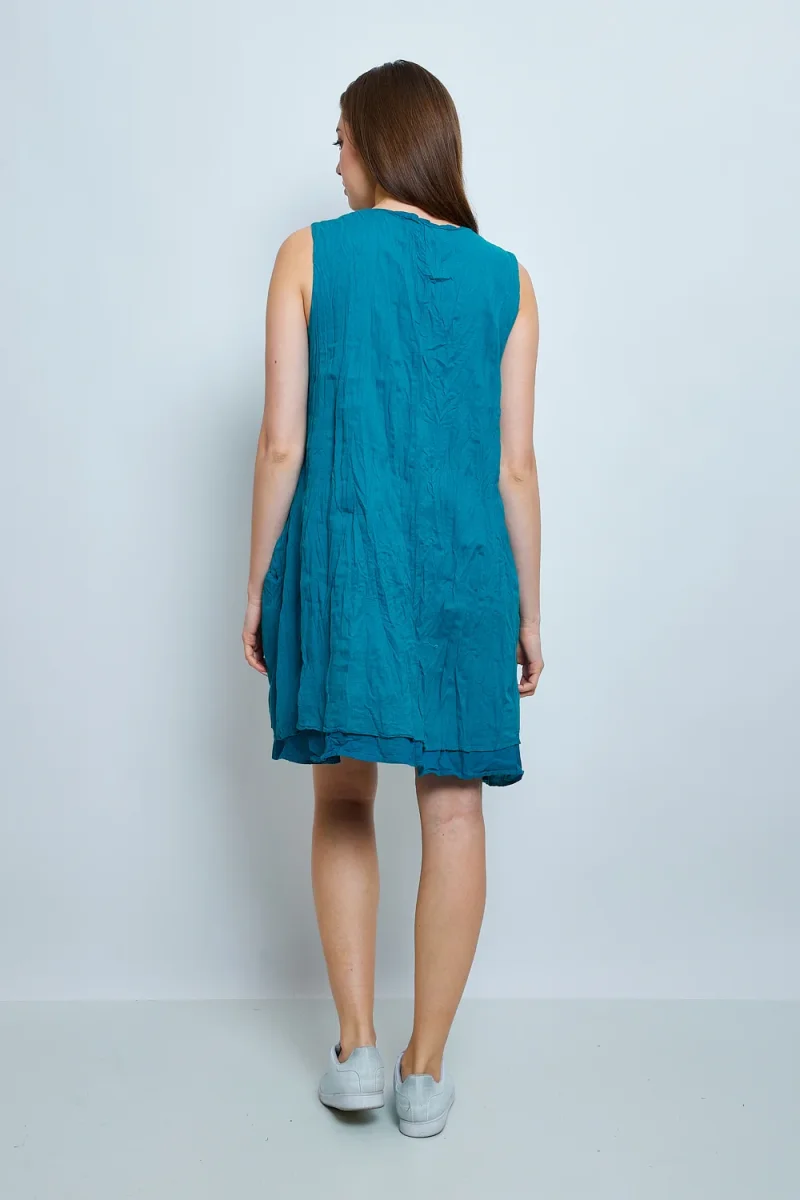 Robe en coton sans manches froissée - Imagen 4