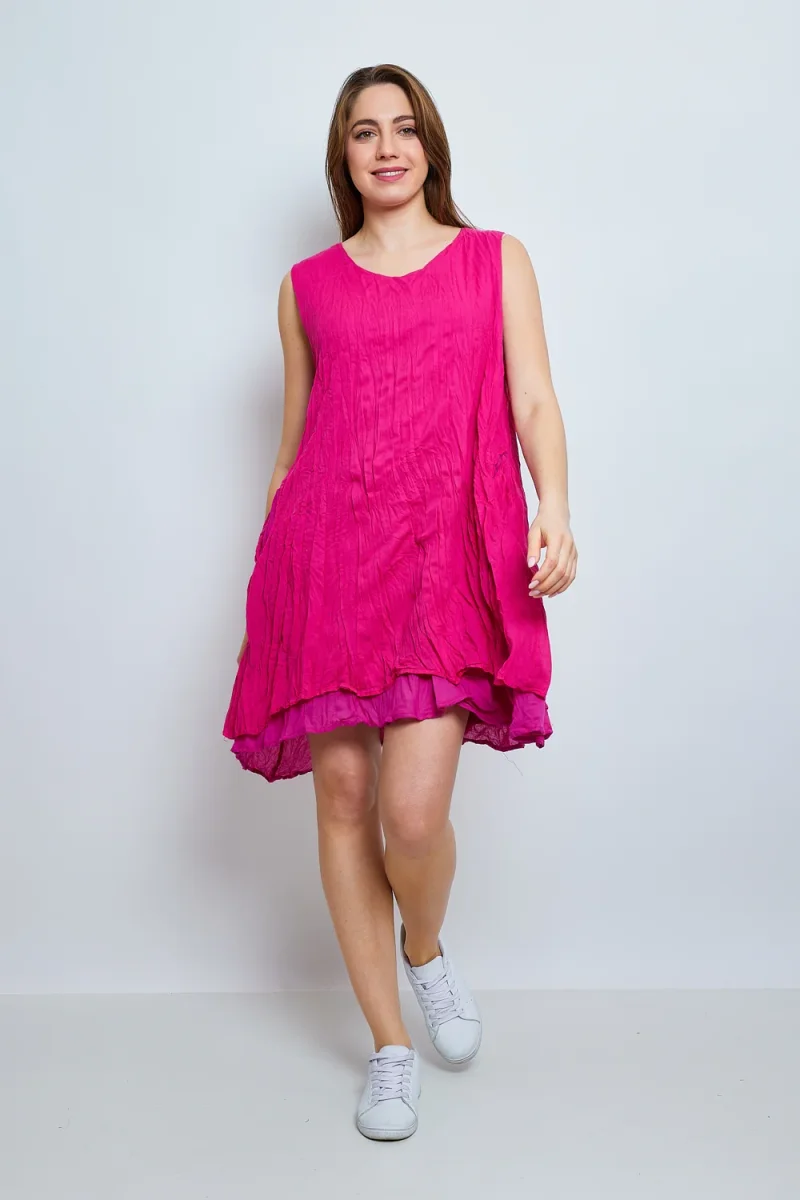 Robe en coton sans manches froissée - Imagen 8