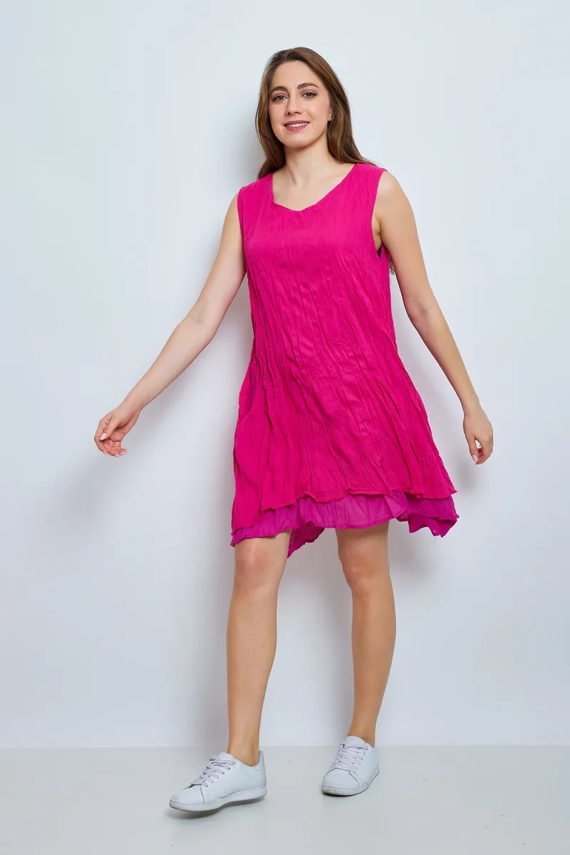 Robe en coton sans manches froissée - Imagen 9