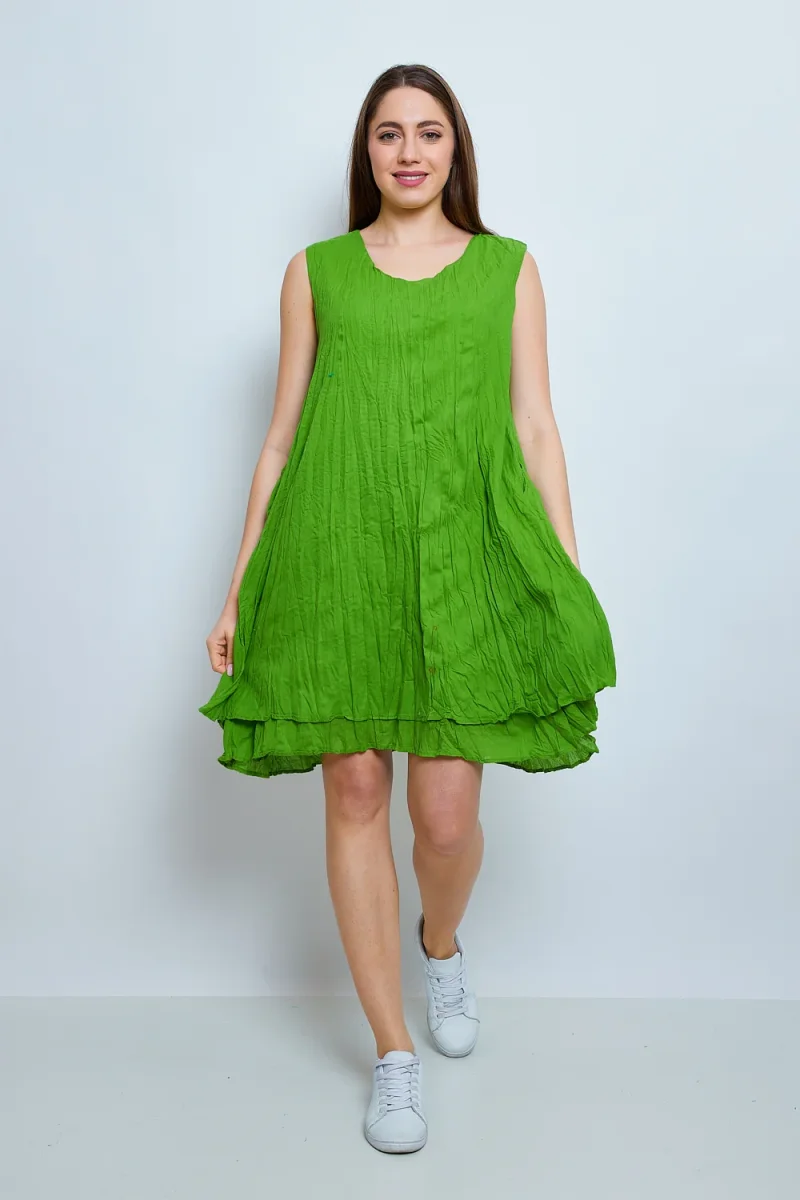 Robe en coton sans manches froissée - Imagen 5