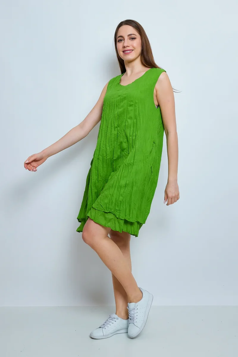 Robe en coton sans manches froissée - Imagen 6