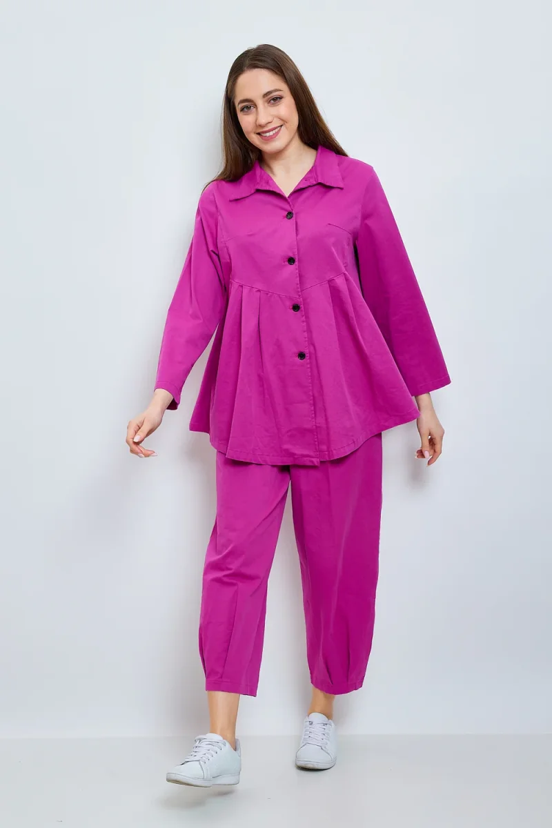 Chemise unie mi-volantée en coton - Imagen 6