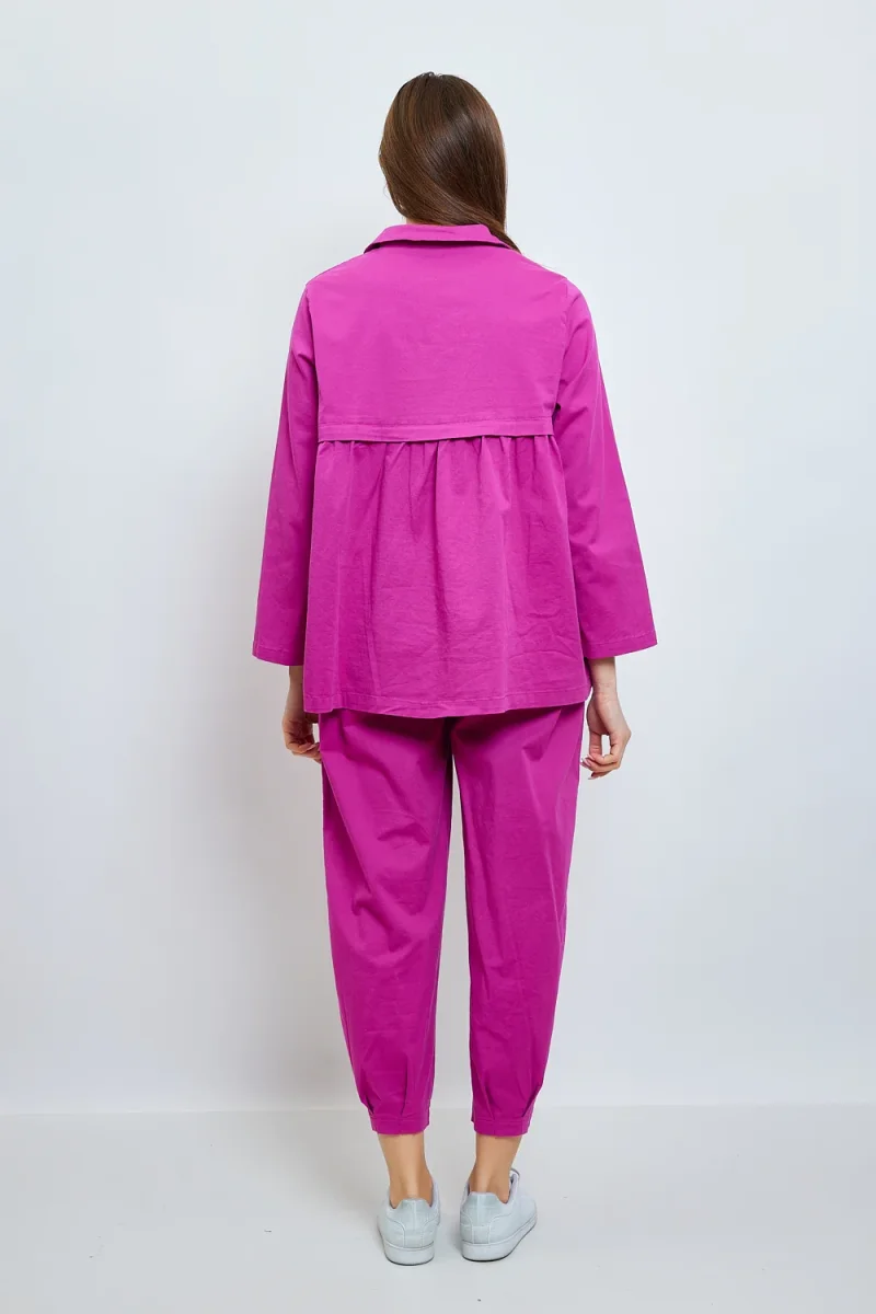 Chemise unie mi-volantée en coton - Imagen 7