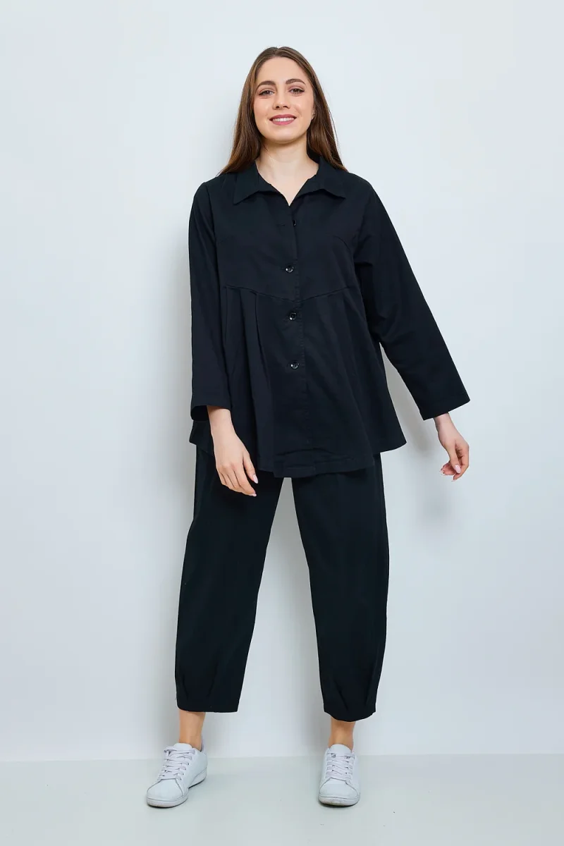 Chemise unie mi-volantée en coton - Imagen 8