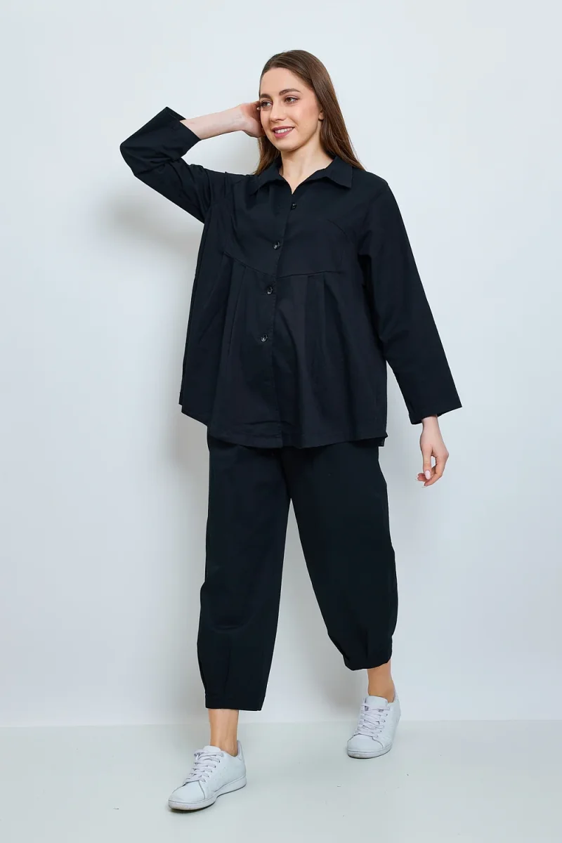 Chemise unie mi-volantée en coton - Imagen 9