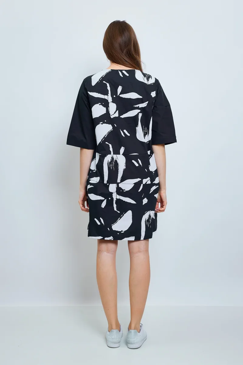 Robe tunique noire à motifs blancs - Imagen 4