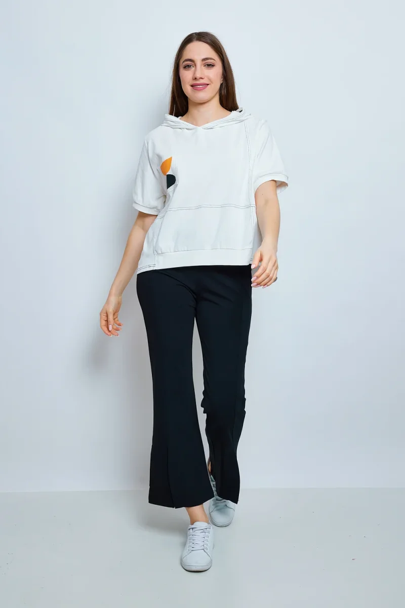 Haut simple à capuche en coton - Imagen 5