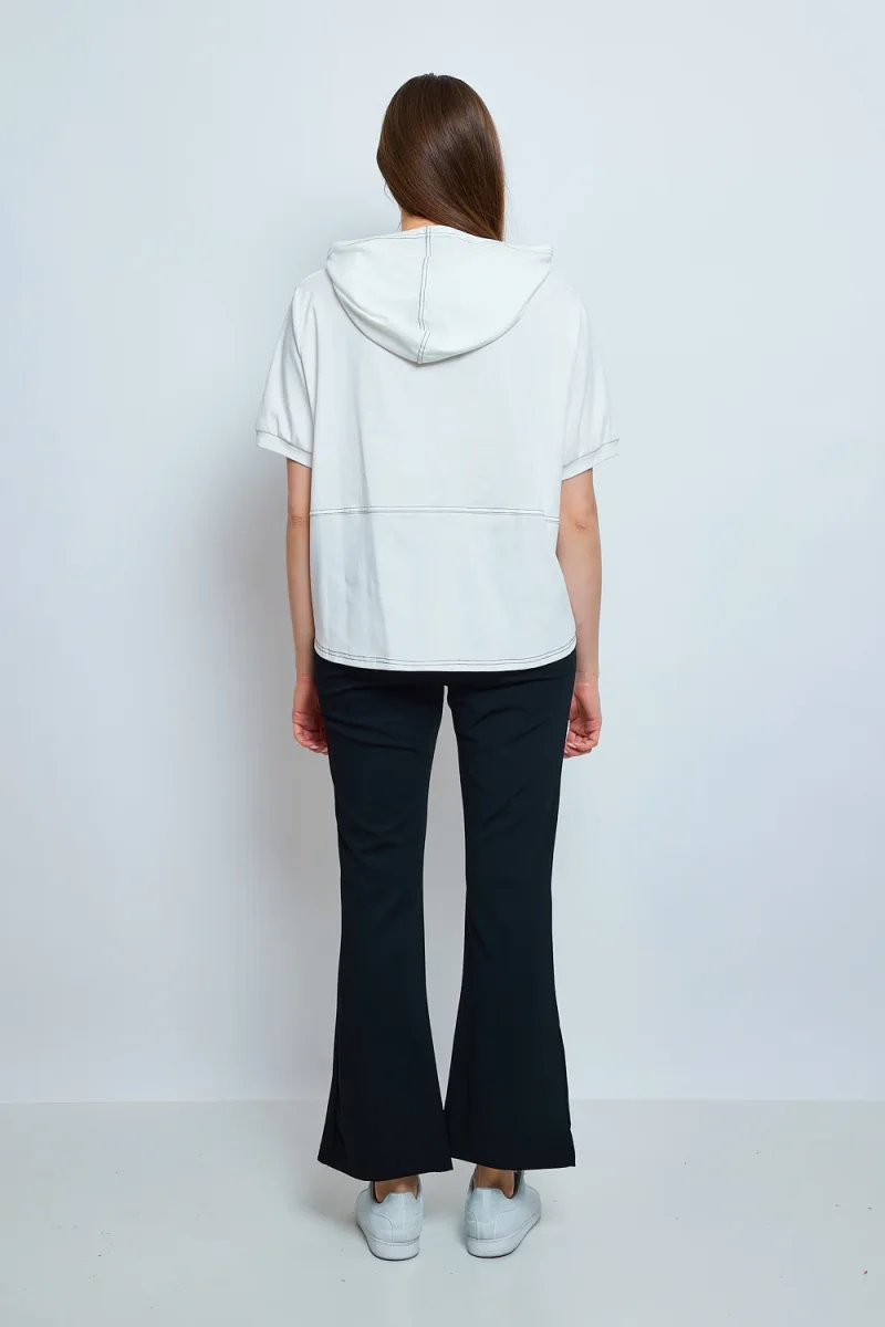 Haut simple à capuche en coton - Imagen 7