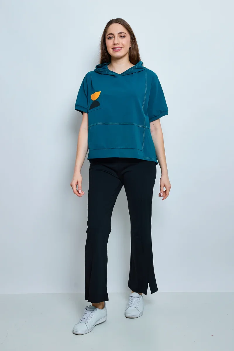 Haut simple à capuche en coton - Imagen 8