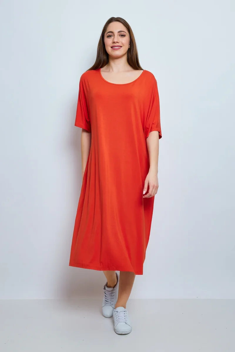 Robe unie aux manches courtes - Imagen 5