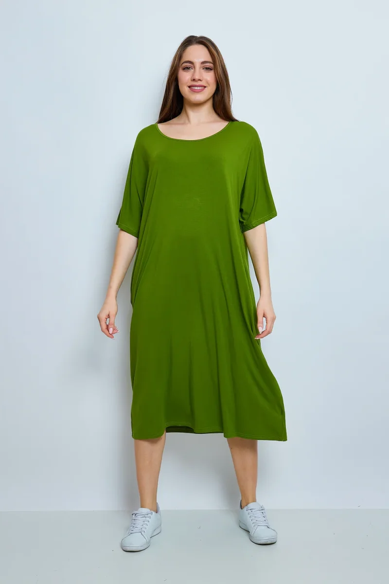 Robe unie aux manches courtes - Imagen 2