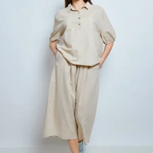 Haut avec boutons en lin et coton