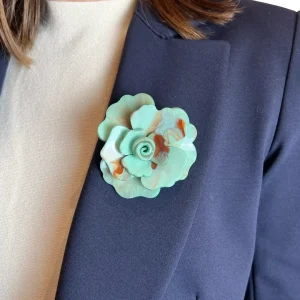 Broche Il Baco Da Seta Flor Resina Acqua