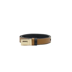 Cinturon Lorena Antoniazzi Reversible Piel Fino Rectangulos