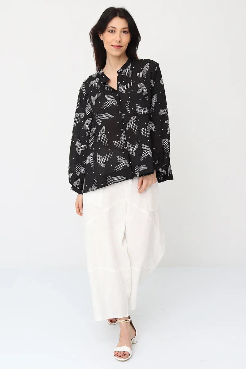 Chemise courte aux feuilles quadrillées