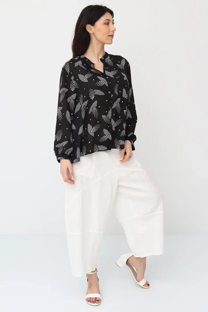Chemise courte aux feuilles quadrillées - Imagen 3