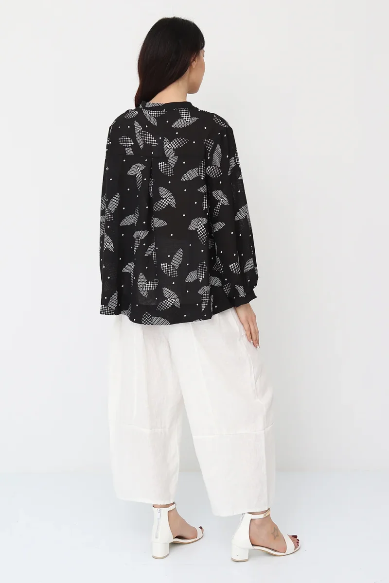 Chemise courte aux feuilles quadrillées - Imagen 4