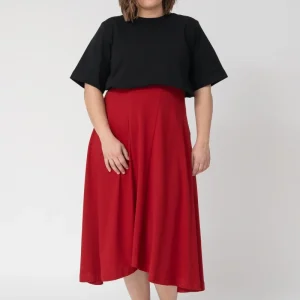 Falda asimetrica Claudia rojo