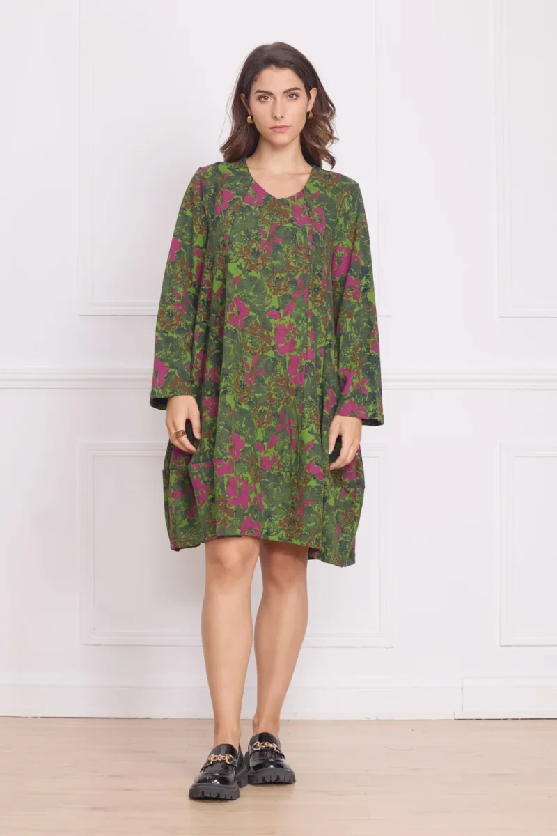 Robe femme verte à motifs – 90% coton - Imagen 2