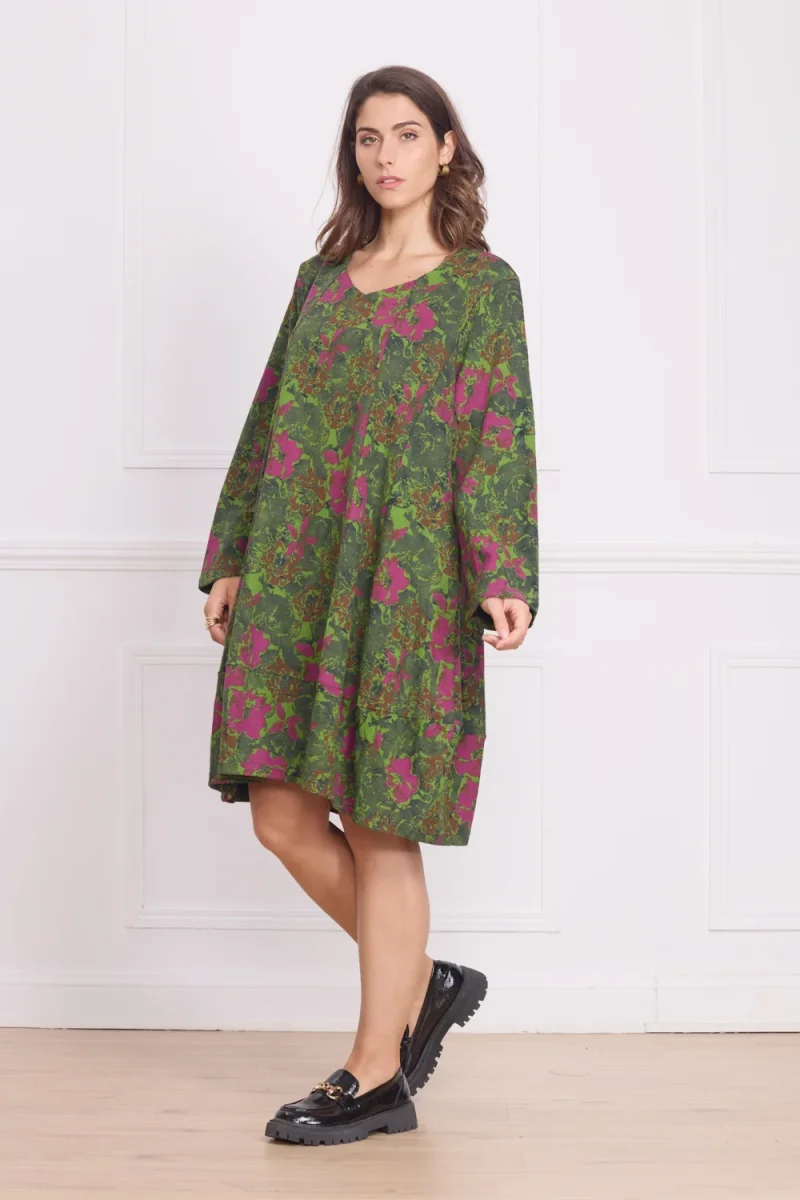 Robe femme verte à motifs – 90% coton - Imagen 3