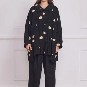 Veste femme légère noire à motifs œufs