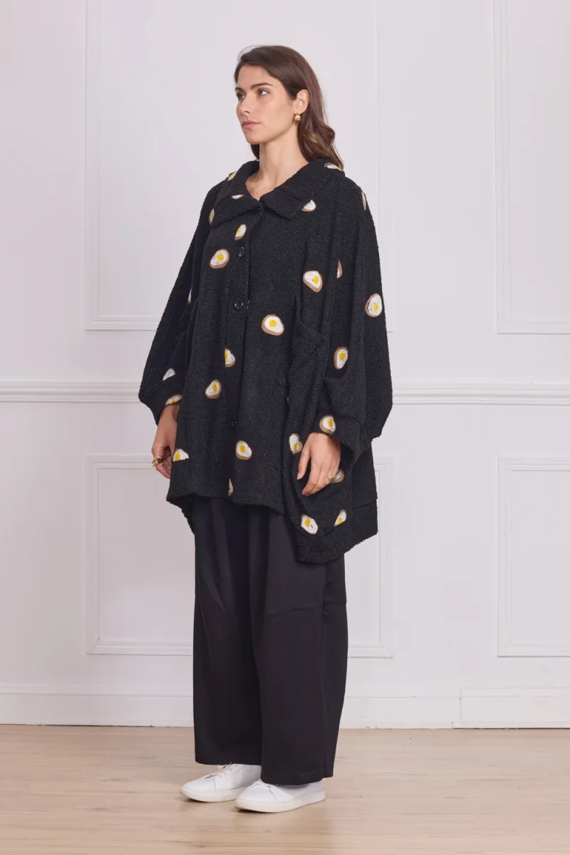 Veste femme légère noire à motifs œufs - Imagen 3