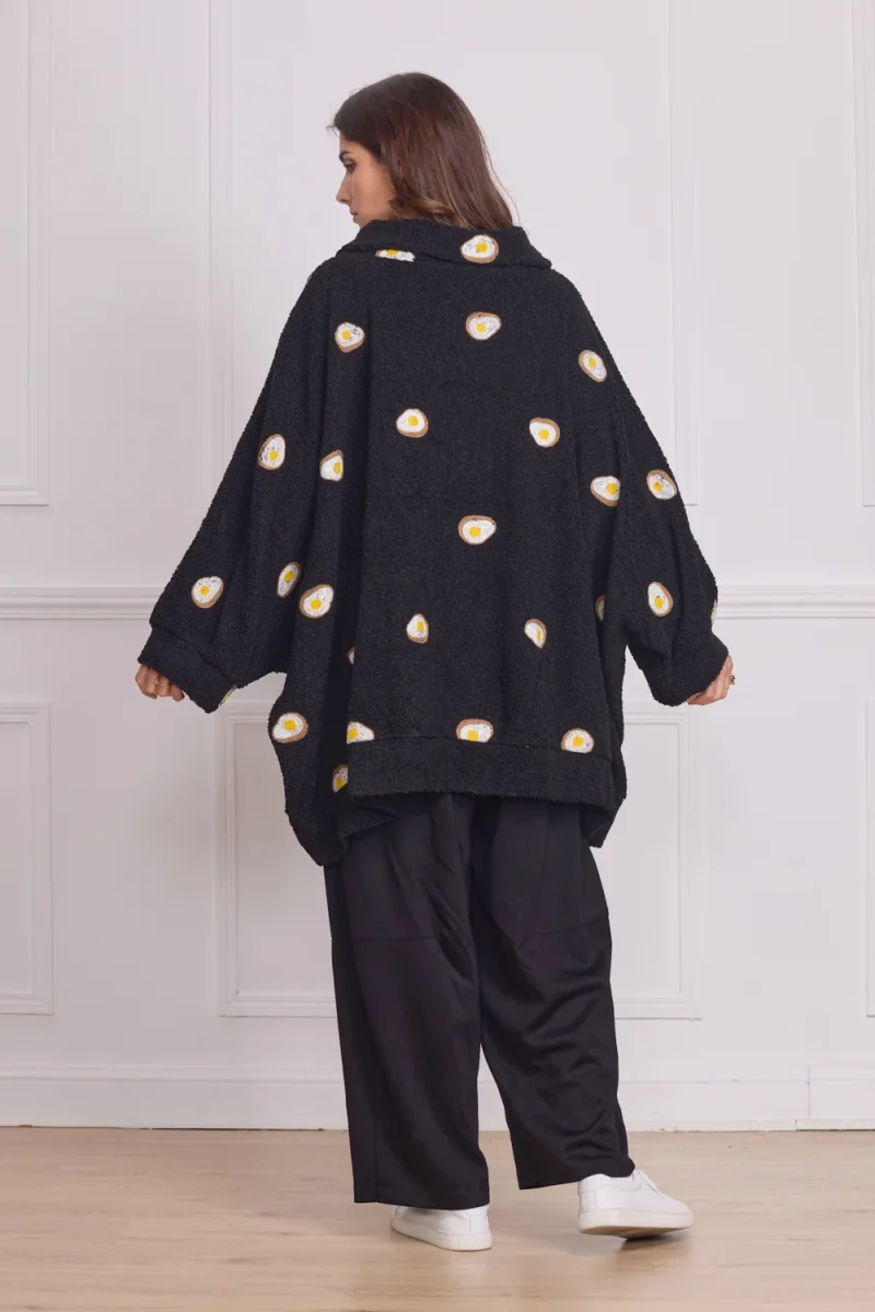 Veste femme légère noire à motifs œufs - Imagen 4