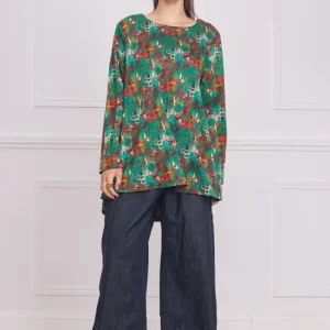 Blouse femme verte à motifs