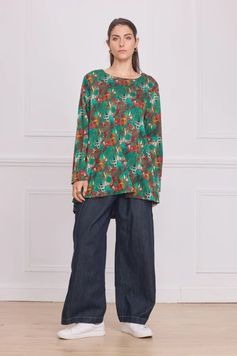 Blouse femme verte à motifs - Imagen 2