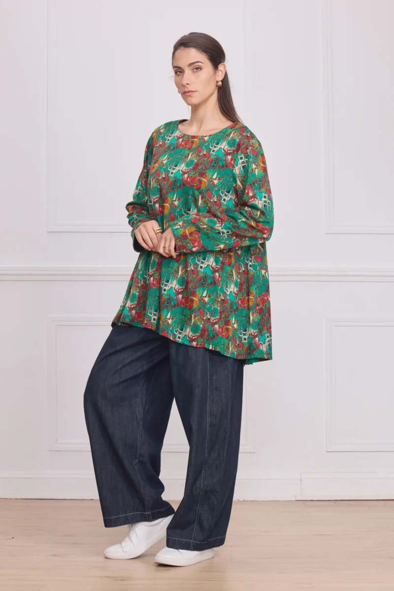 Blouse femme verte à motifs - Imagen 3