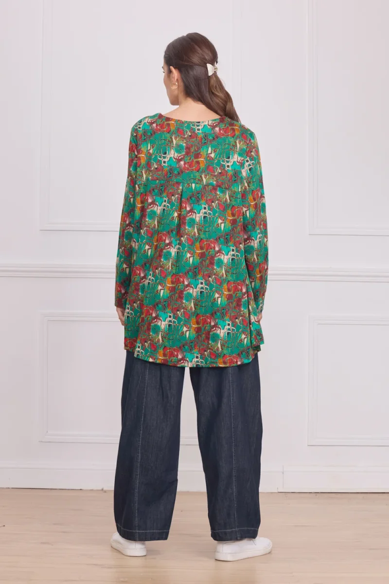 Blouse femme verte à motifs - Imagen 4