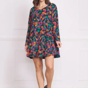 Robe courte femme à pois multicolores – 100% coton
