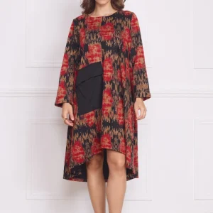 Robe femme noire à motifs multicolores