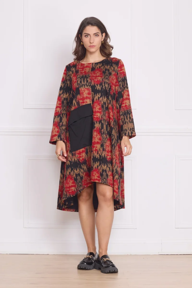 Robe femme noire à motifs multicolores - Imagen 2