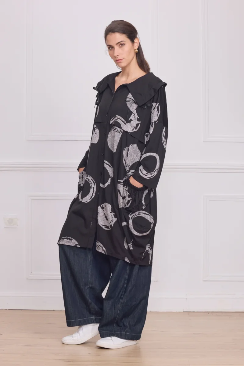 Chemise femme noire à motifs cercles - Imagen 3
