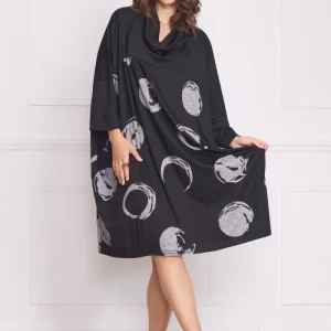 Robe femme noire à motifs cercles