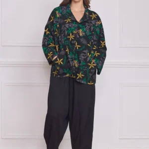 Veste noire motifs nature – 100% coton
