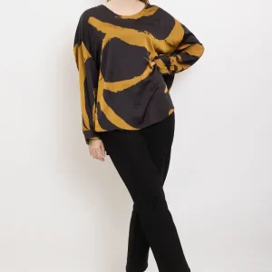 Blouse femme fluide noire et jaune