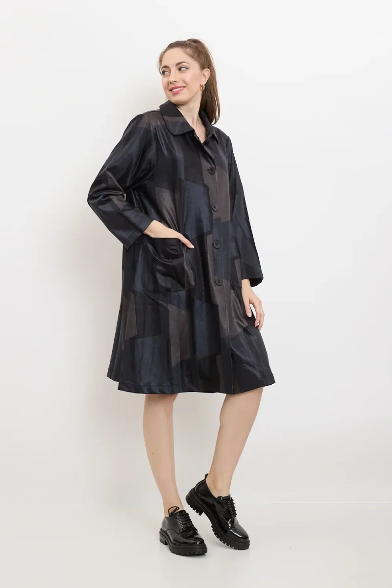 Manteau à boutons et motifs en trapèze - Imagen 2