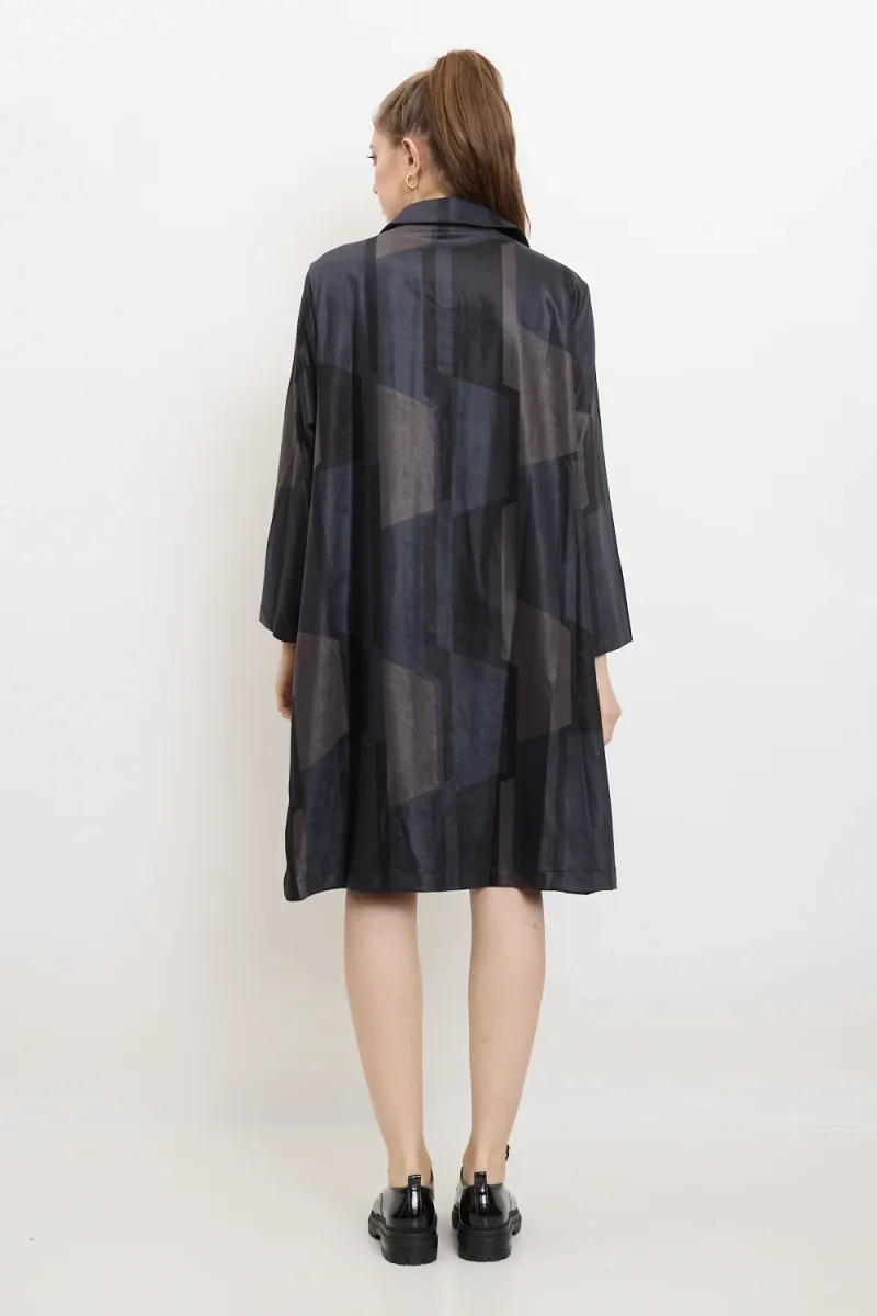 Manteau à boutons et motifs en trapèze - Imagen 4